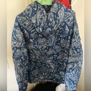Supreme Blue Paisley Half-Zip Up Puffer